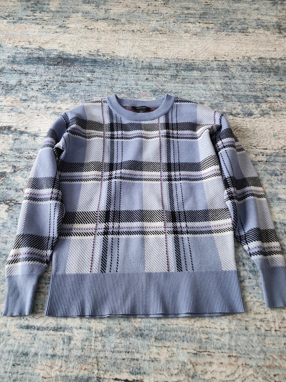 Tahari Plaid Crewneck Sweater XS NWOT